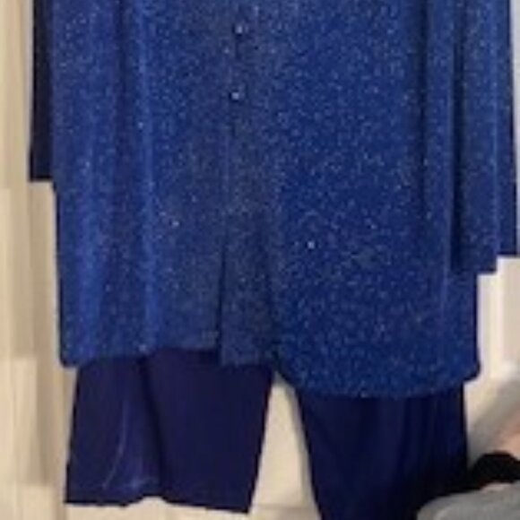 R&M Richards by Karen Kwong Plus Size evening pantsuit with long sequined jacket - Picture 3 of 7